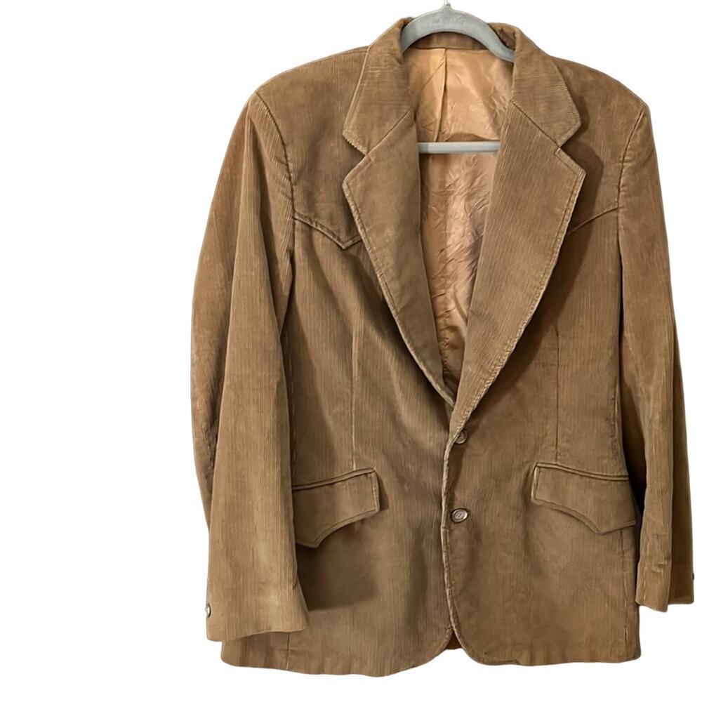 Vintage 70’s Western Lee Corduroy Tan Blazer-Made USA-Size 42